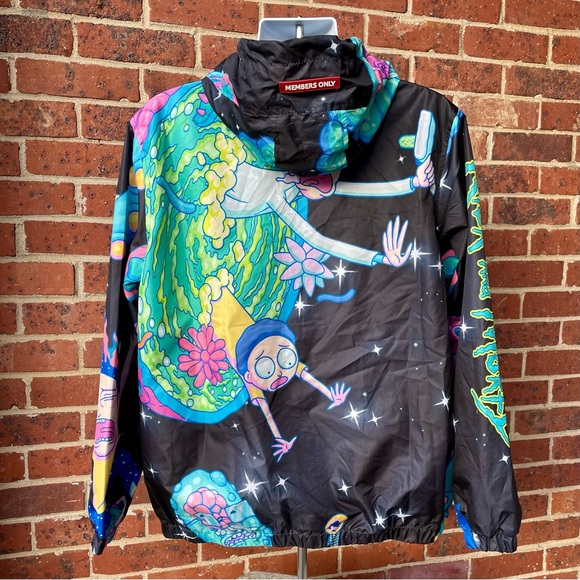 NWT Members Only Adult Swim Rick & Morty Jacket Windbreaker Coat Large Lined - Picture 7 of 14